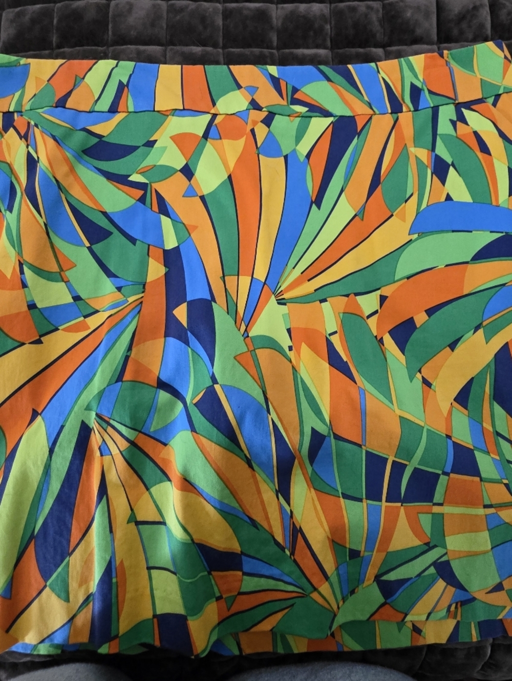 Loudmouth Abstract Colorblock Mini Skirt — Orange, Green, Blue, Yellow